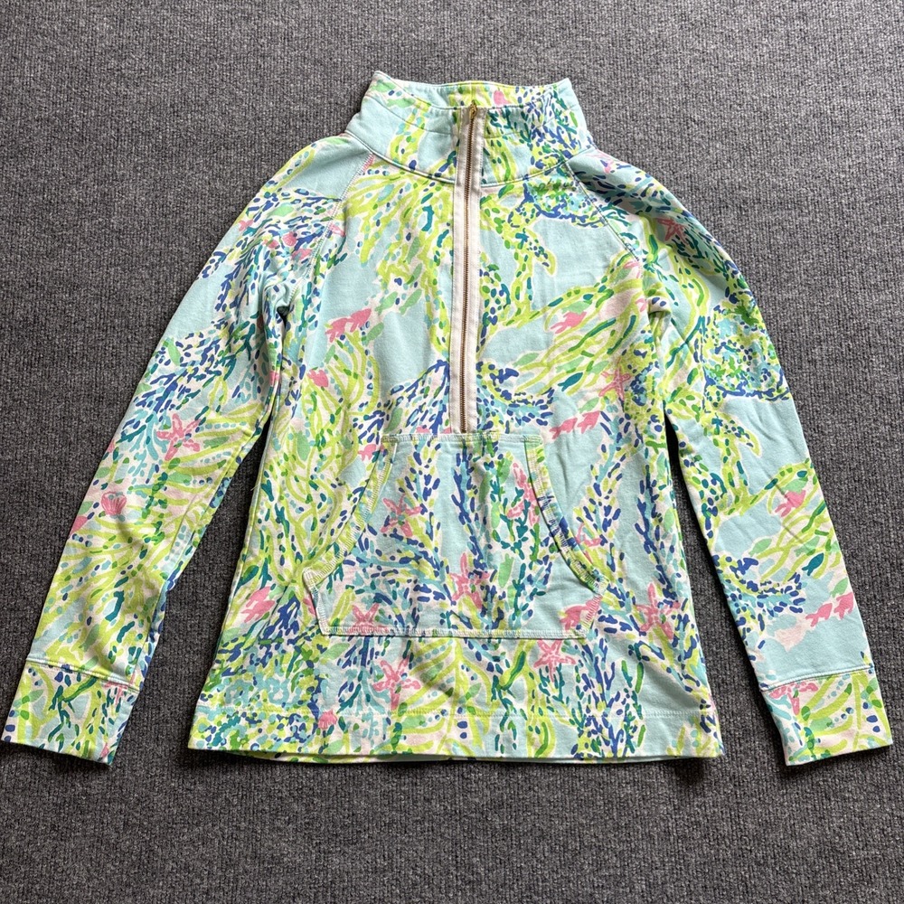 Lilly Pulitzer Skipper Popover Blue Heaven Women's XS Long Sleeve Zip UPF 50+